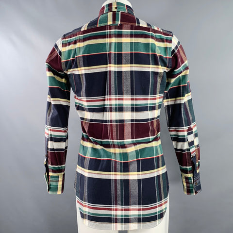 THOM BROWNE Size XS Multi-Color Plaid Cotton One Pocket Long Sleeve Shirt
