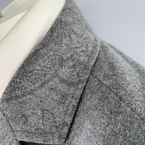 ETRO Size 42 Grey Wool Blend Paisley Trim Single Breasted Sport Coat