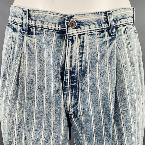 LEVI STRAUSS Taille 36 Jean droit plissé en denim à rayures bleues et blanches