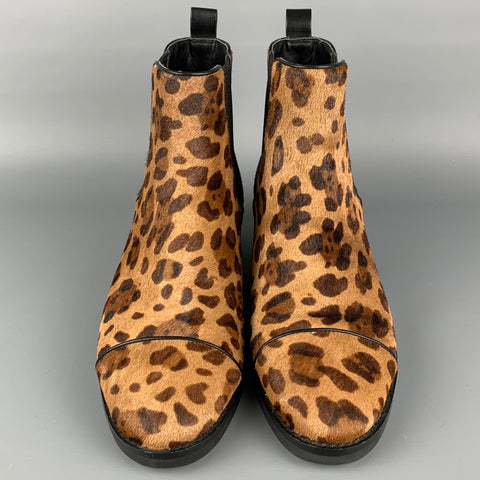 COLE HAAN Talla 10 Botas Chelsea Mara con estampado animal beige y marrón
