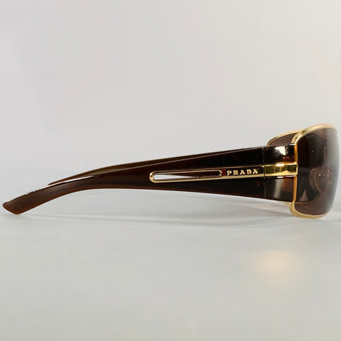Lunettes de Soleil Bouclier PRADA en Métal Doré et Noir