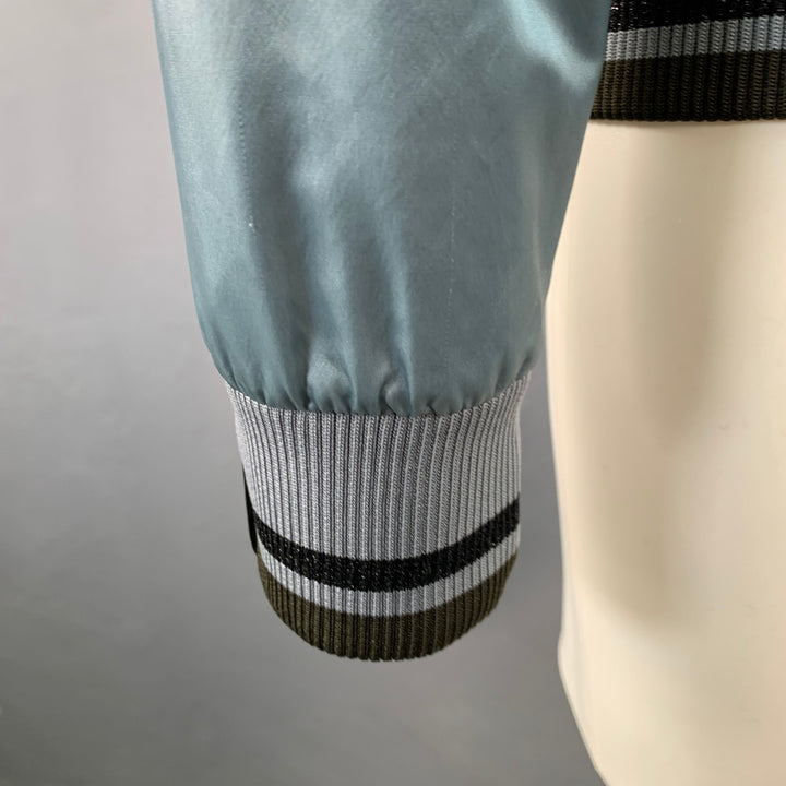 MAISON MARGIELA Size S Blue Grey Contrast Trim Satin Bomber Jacket