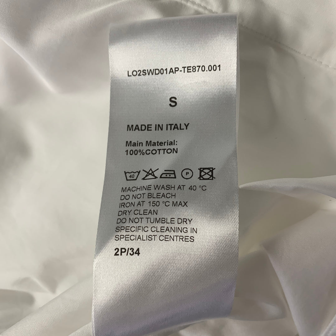 LOURDES Size S White Cotton Button Up Knee-Length Dress