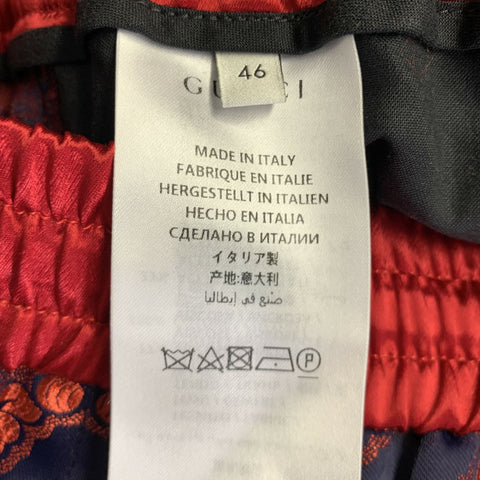 GUCCI Size 30  S Red Navy Brocade Shorts