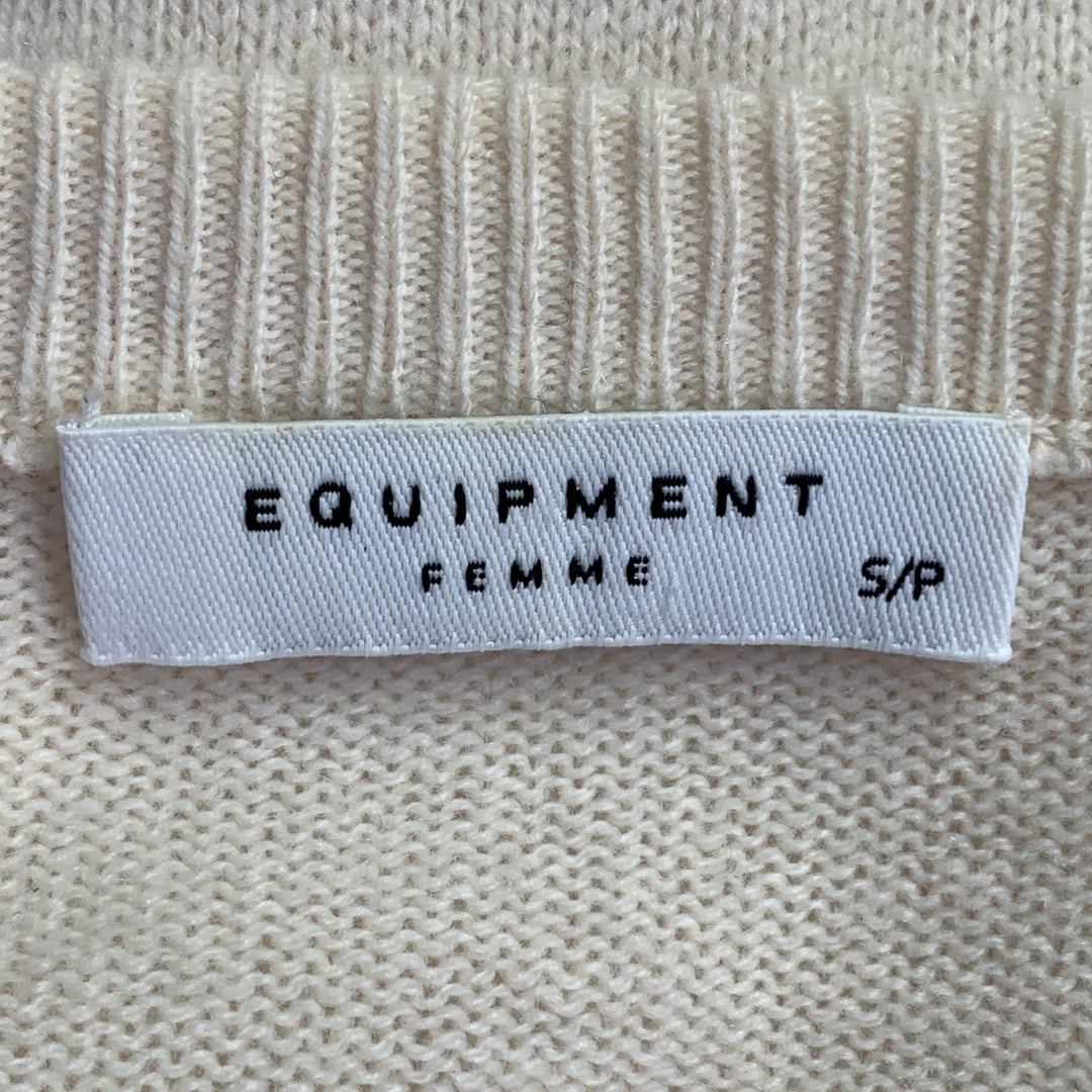 EQUIPMENT Size S Cream Cashmere Knit Oversized V-Neck Pullover