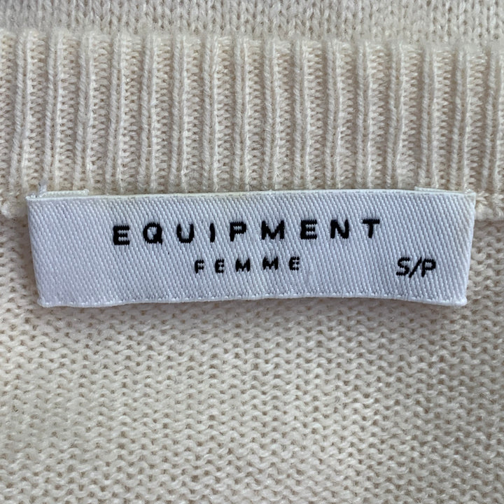 EQUIPMENT Size S Cream Cashmere Knit Oversized V-Neck Pullover