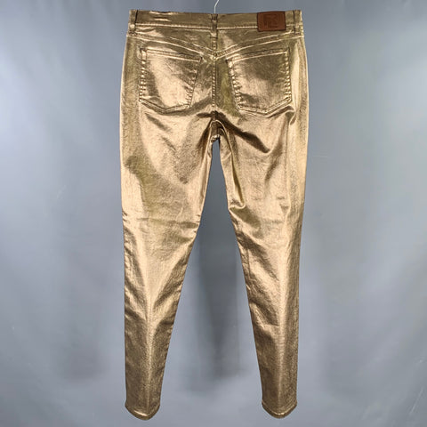 RALPH LAUREN COLLECTION Size 32 La Costa Gold Cotton Blend Metallic Jean Cut Casual Pants