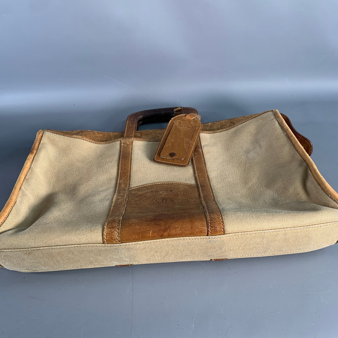 GHURKA Brown Tan Leather Canvas Briefcase