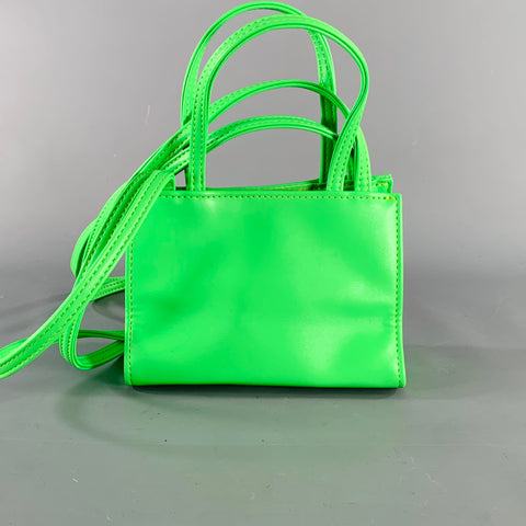 TELFAR Green Neon Embossed Faux Leather Cross Body Handbag