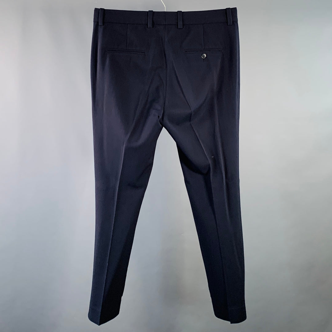 3.1 PHILLIP LIM Size 32 Navy Taupe Twill Viscose Blend Contrast Trim Dress Pants