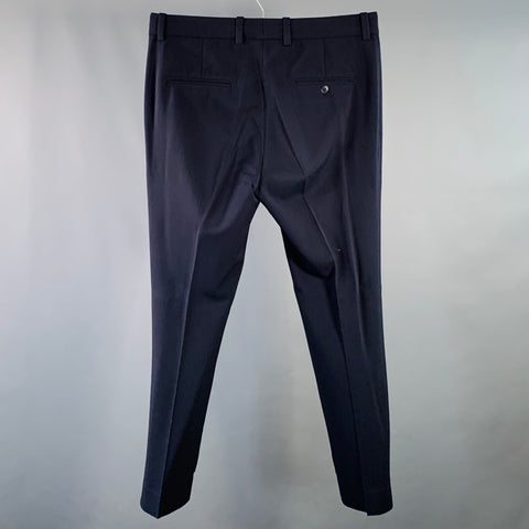 3.1 PHILLIP LIM Size 32 Navy Taupe Twill Viscose Blend Contrast Trim Dress Pants