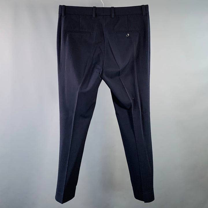 3.1 PHILLIP LIM Size 32 Navy Taupe Twill Viscose Blend Contrast Trim Dress Pants