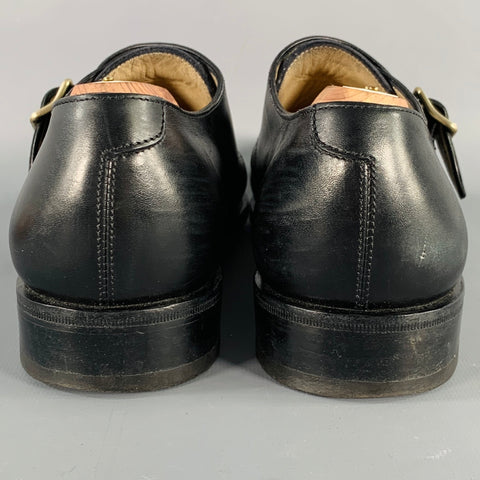 SALVATORE FERRAGAMO Size 8 Black Leather Monk Strap Loafers