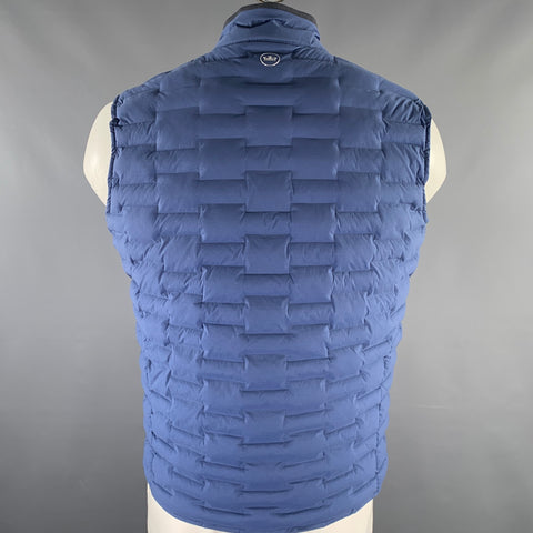 PETER MILLAR Taille L Gilet matelassé bleu en mélange de nylon avec double fermeture éclair