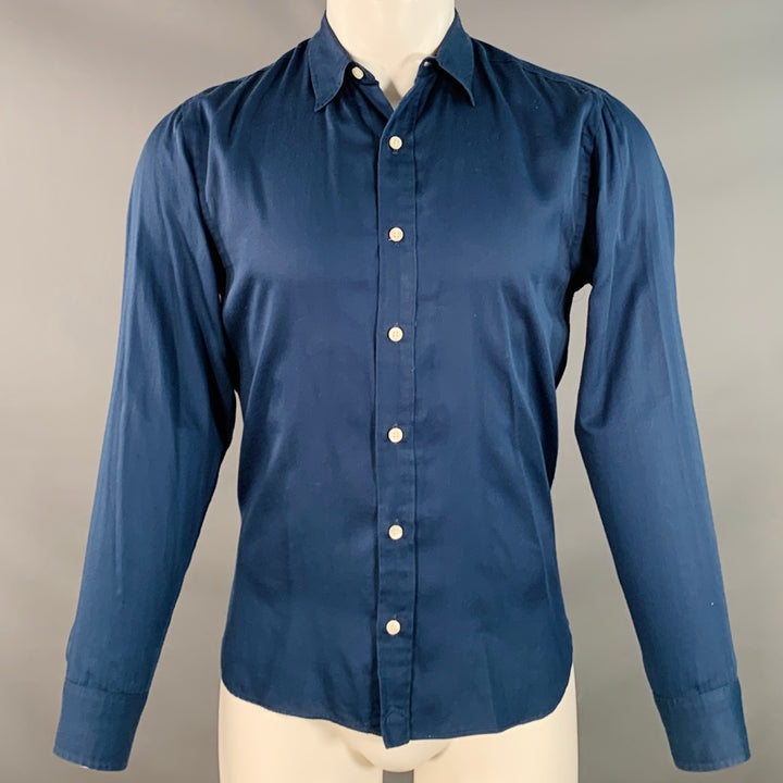 MARC JACOBS Size S Navy Cotton Spread Collar Button Down Long Sleeve Shirt