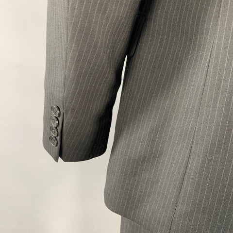 THEORY Size 42 Wellfleet Black Grey Pinstripe Wool Blend Single Breasted Suit