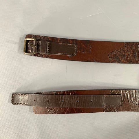ANN TAYLOR Size XL Brown Mahagony Leaves Leather Belt