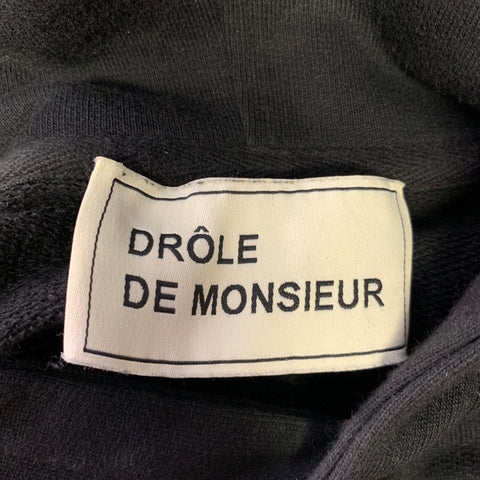 DRO'LE DE MONSIEUR Size S Black Graphic Cotton Hoodie Sweatshirt