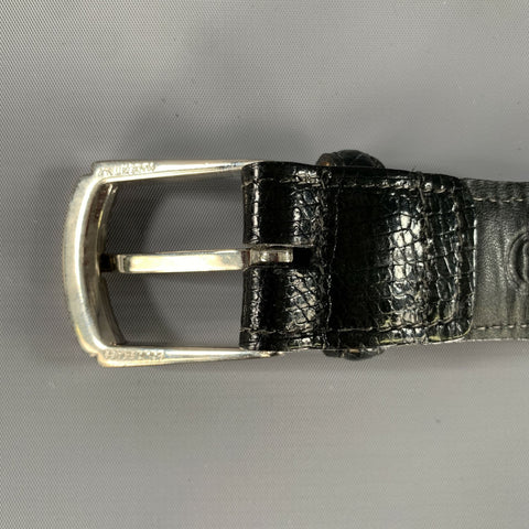 TORINO Size 46 Black Lizard Leather Belt