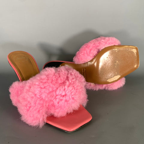 ALL TOMORROW'S PARTIES Size 7 Pink Wool Textured Leather Trim Mules Pumps