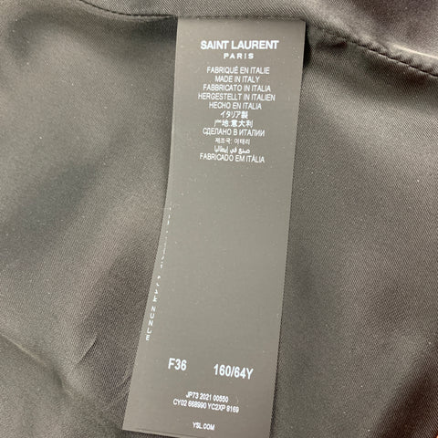 SAINT LAURENT 2022 Size 4 Silver Leather High Waist Mini Skirt