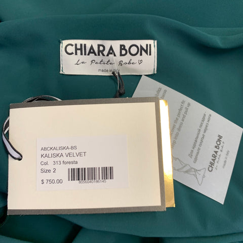Robe midi moulante épaules dénudées Kaliska CHIARA BONI en velours mélangé polyamide vert, taille 2