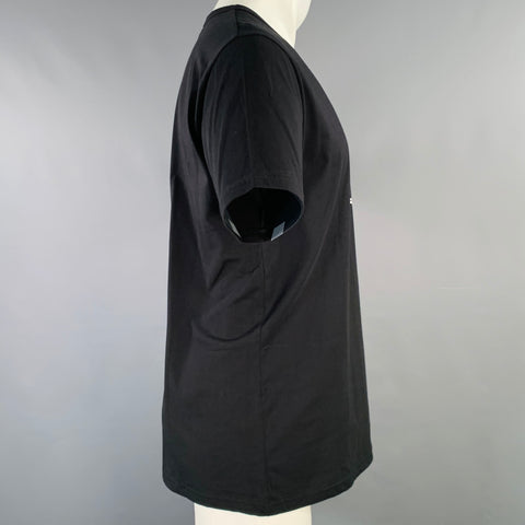 AGNÈS B. Size M Black White Cotton Lizard Short Sleeve T-shirt
