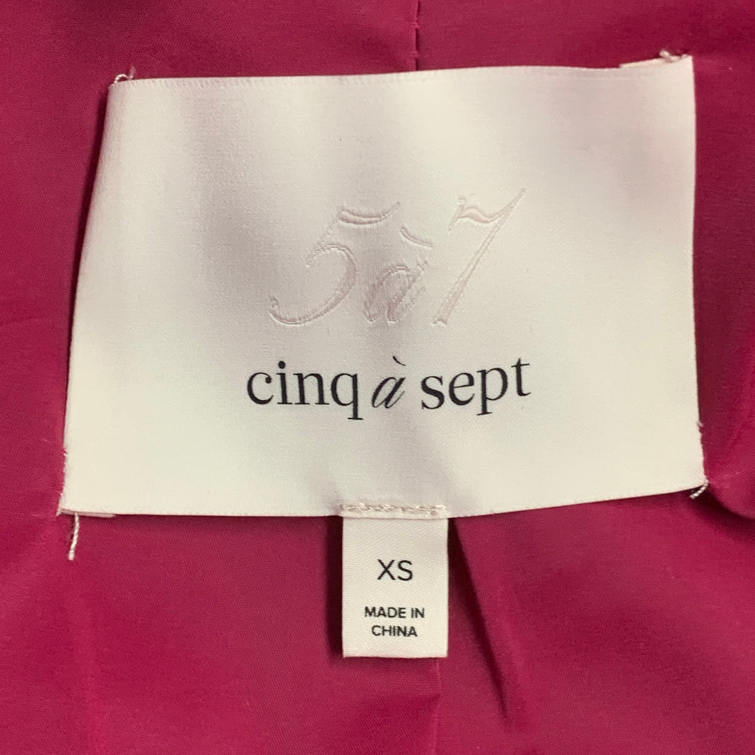 CINQ a' SEPT Size XS Fuchsia Pink Black Faux Fur Belted Coat