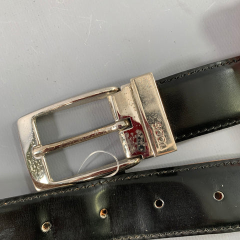 TOD'S Size 38 Black Silver Leather Belt