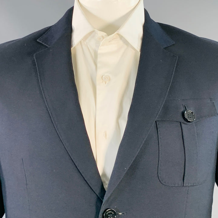 BURBERRY LONDON Size 42 Navy Cotton Blend Notch Lapel Sport Coat