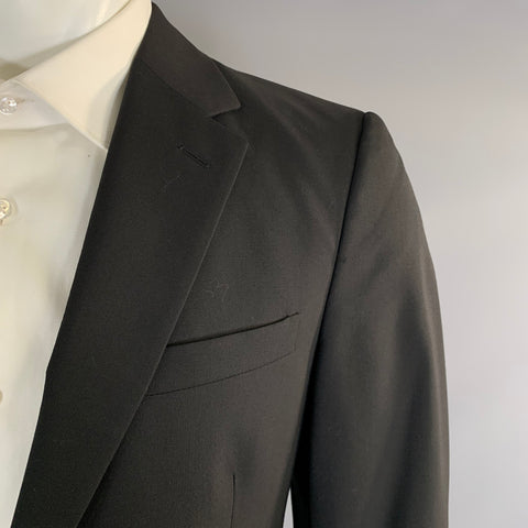PRADA Chest Size 40 Black Wool Notch Lapel 35 31 Suit
