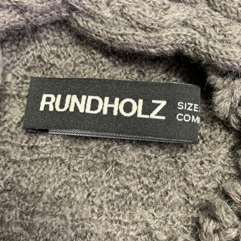 RUNDHOLZ Size M Grey Wool Cable Knit Distressed Asymmetrical Sweater