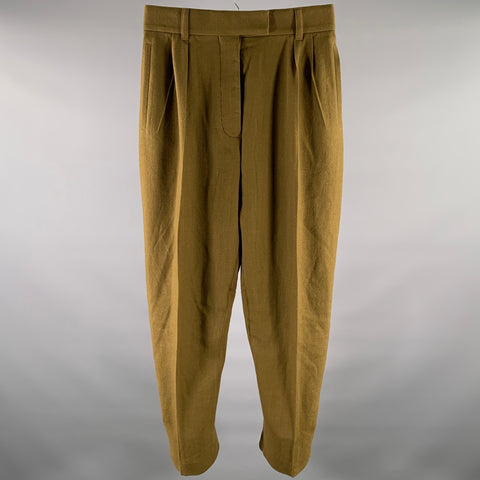 HAIDER ACKERMANN Size 31 Brown Olive Wool Pleated Casual Pants