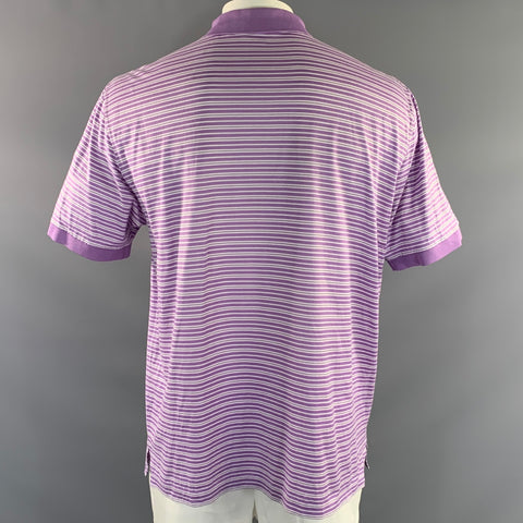 RALPH LAUREN Size XL Purple White Stripe Cotton Polo