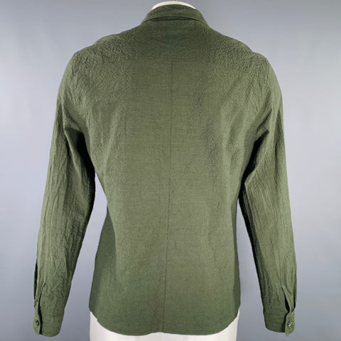 REISS Size XL Green Seersucker Cotton Blend Chore Worker Jacket