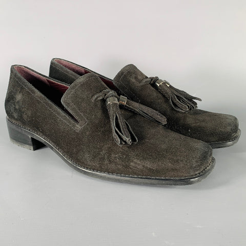 STUART WEITZMAN Size 8.5 Black Suede Tassels Loafer Pumps