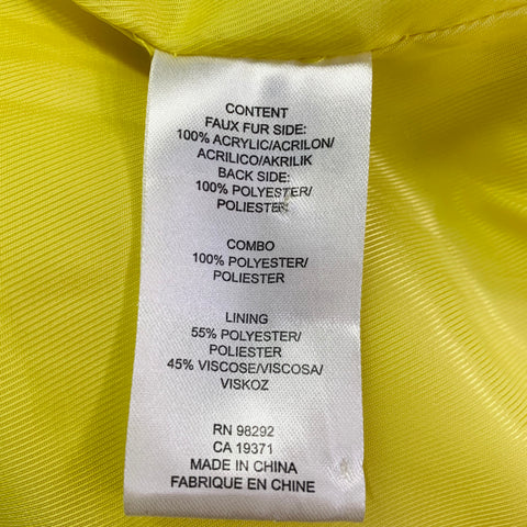 TIBI Size S Yellow Acrylic Faux Fur Oversized Zip Up Bomber Jacket