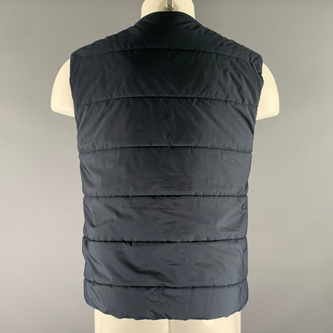 A.P.C. Size S Navy Quilted Polyester Zip Vest