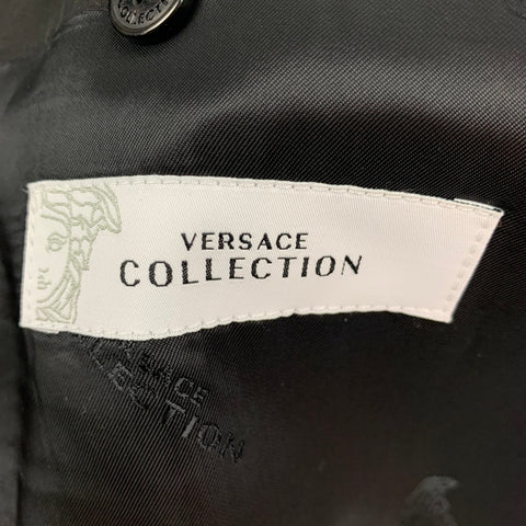 VERSACE COLLECTION Size 42 Black Wool Blend Tuxedo Sport Coat