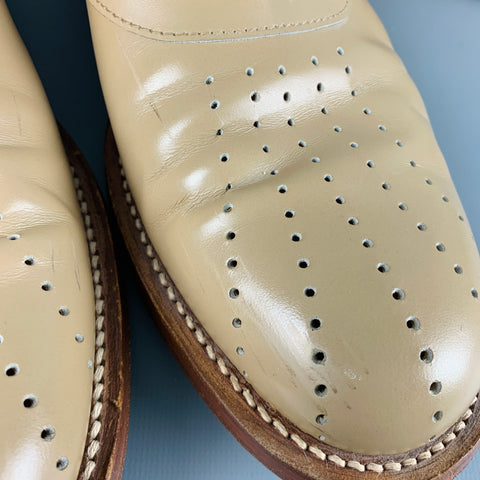 JIL SANDER Size 8.5 Beige Perforated Leather Slip On Loafers