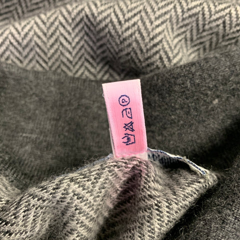 BRIONI Size L Grey Herringbone Cashmere Silk Polo Pullover