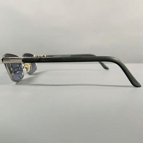 EMPORIO ARMANI Grey Silver Acetate Metal Rectangle Sunglasses