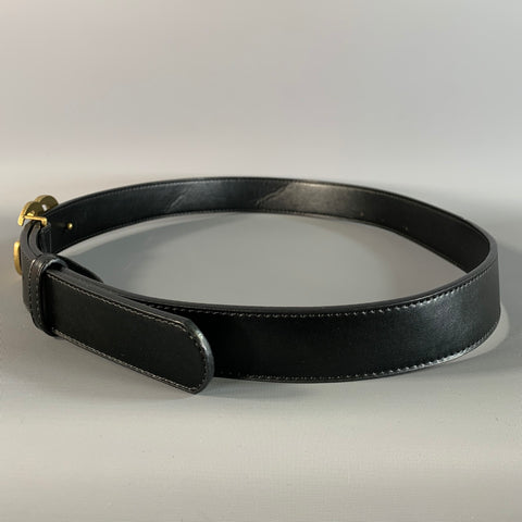 GUCCI Waist Size 34 Black Gold 409417 Leather Belt
