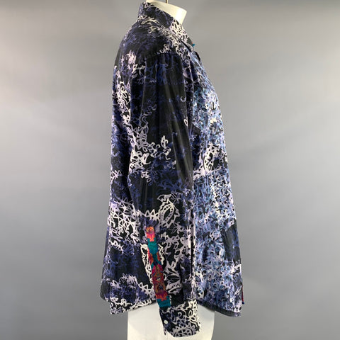 ROBERT GRAHAM Size XXL Black Blue Abstract Cotton Button Up Long Sleeve Shirt