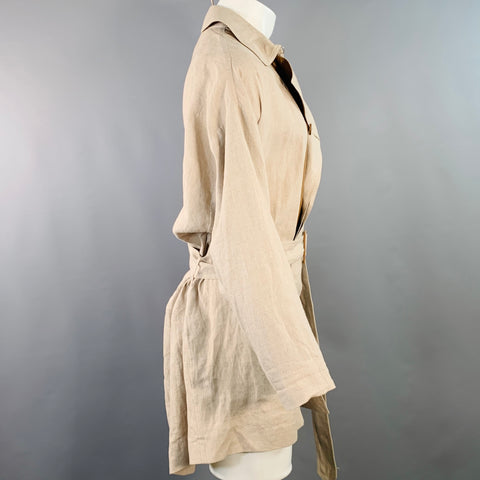 DIOR HOMME SS12 Taille 34 Trench-coat en lin beige à boutons cachés