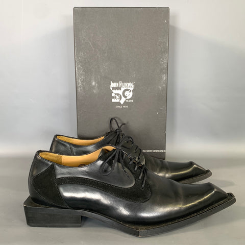 JOHN FLUEVOG Size 9 Black Leather Pointed Toe Lace Up Shoes