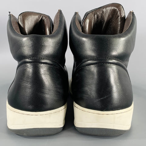 LANVIN Size 8 Black Leather High Top Sneakers