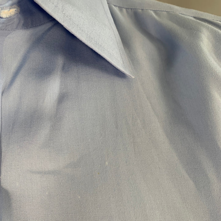 TURNBULL & ASSER Size L Blue Cotton French Cuff Long Sleeve Shirt