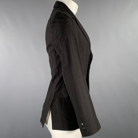 Veste en coton jacquard à rayures florales noires, taille 38, ART