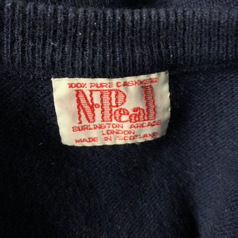 N.PEAL Size M Navy Knit Cashmere Crew Neck Sweater